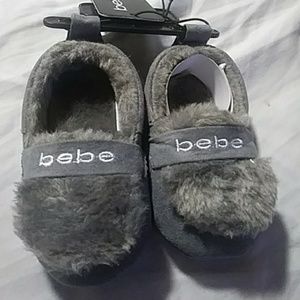 bebe baby gray slippers NWT